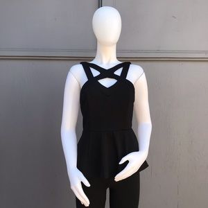 Guess Black Peplum Top Size Small